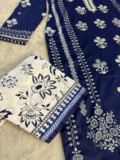 MDNA-02 - Blue Embroidered Lawn Outfit - Memsaab Online