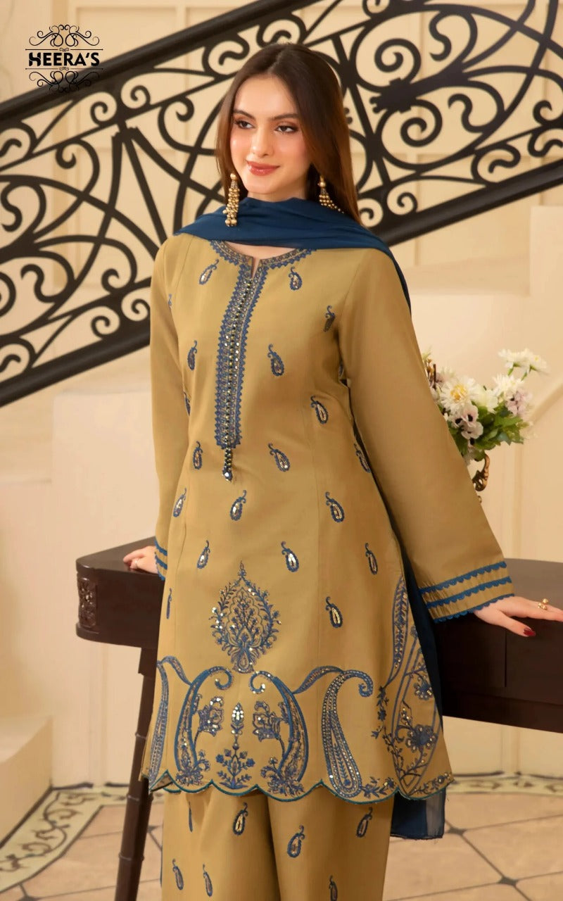 HSS-353- Readymade OLIVE SAPPHIRE Heeras Suit - Memsaab Online
