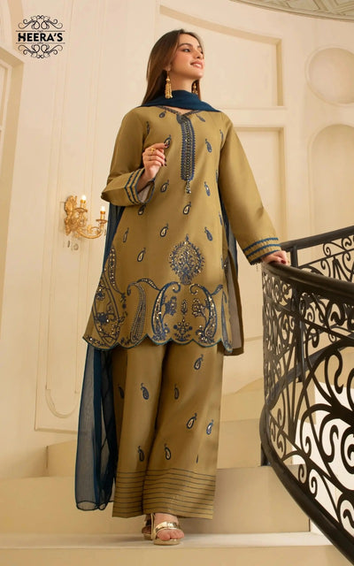 HSS-353- Readymade OLIVE SAPPHIRE Heeras Suit - Memsaab Online