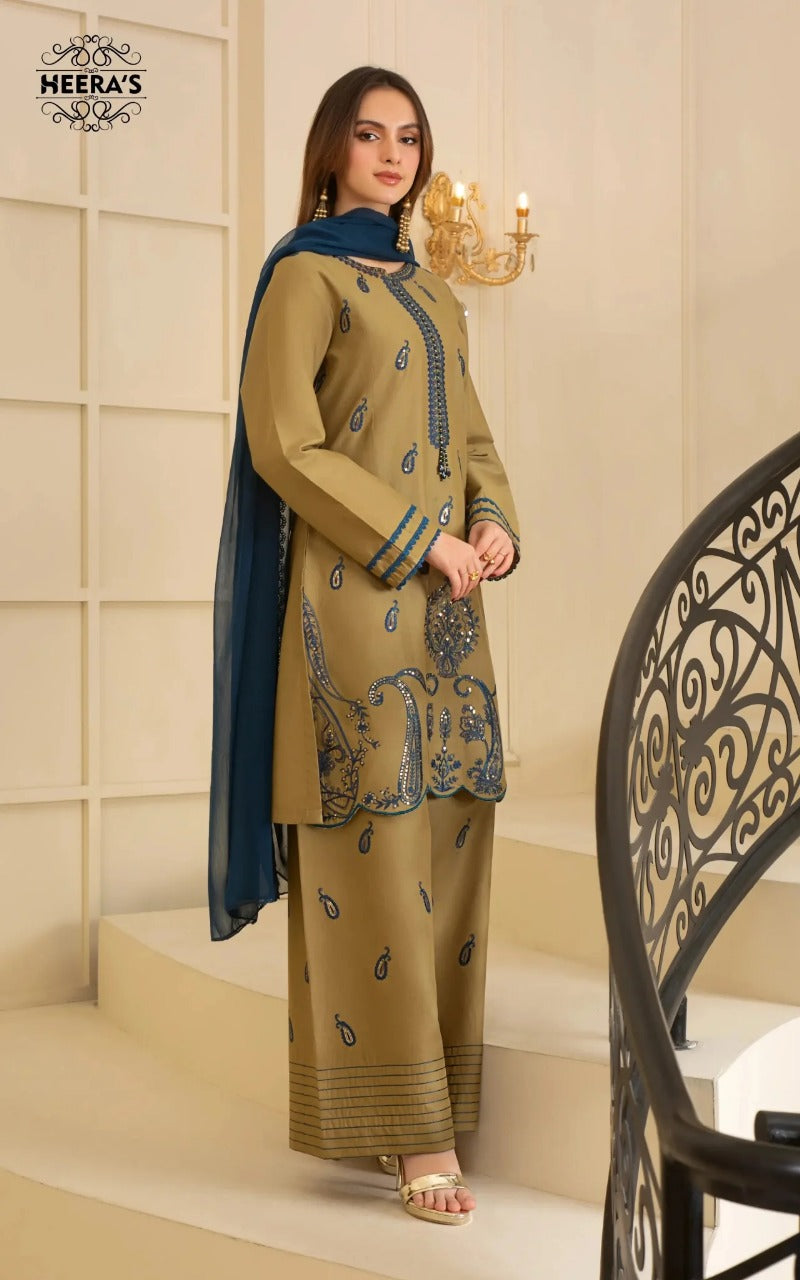 HSS-353- Readymade OLIVE SAPPHIRE Heeras Suit - Memsaab Online