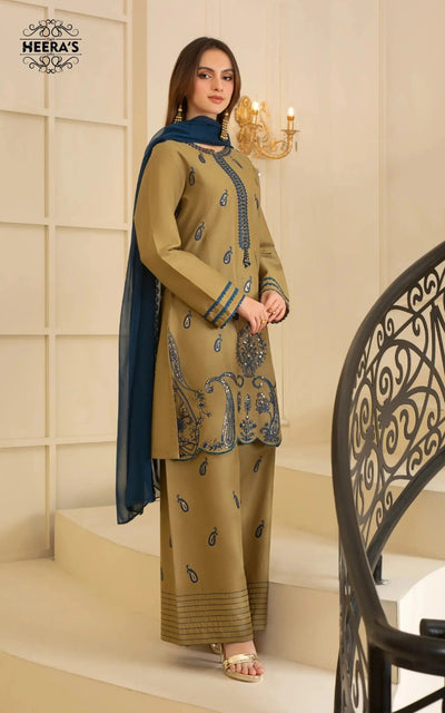HSS-353- Readymade OLIVE SAPPHIRE Heeras Suit - Memsaab Online