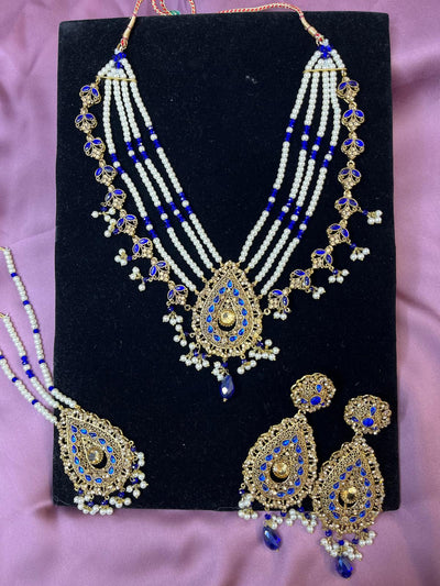 Ruhi -Royal Blue- Necklace Set - Memsaab Online