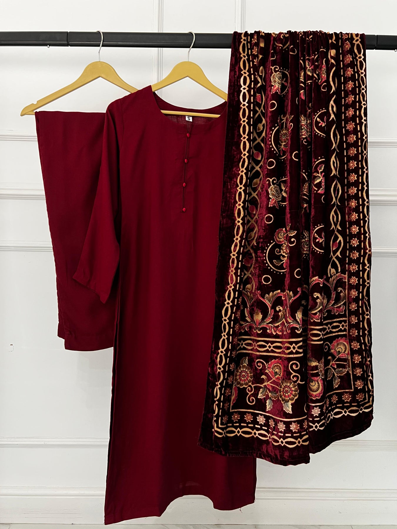 02 R RCW-02-R - Readymade - Plachi Shawl Winter Suit – Memsaab