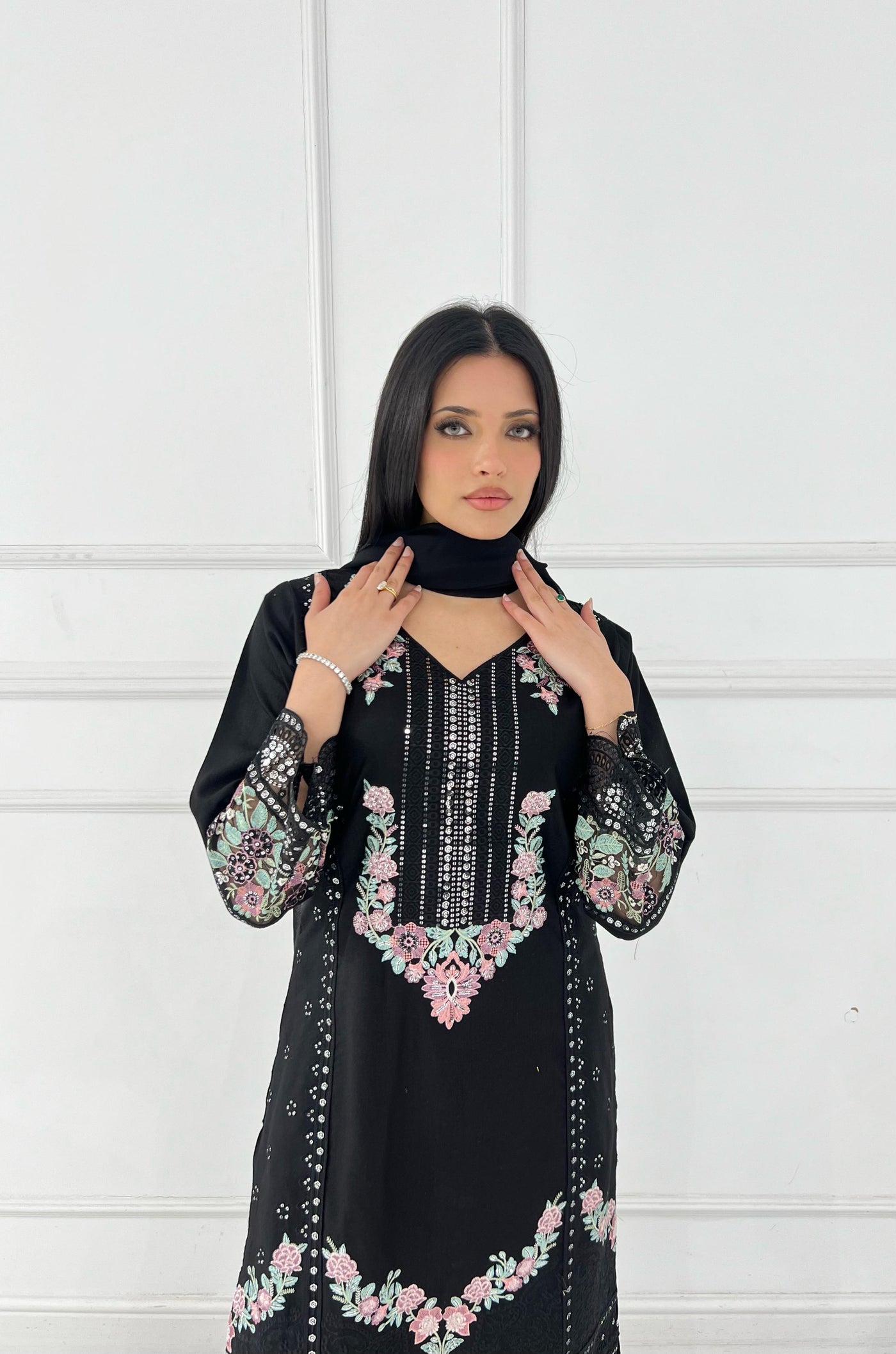SHAZ9007 Chiffon Embroidered Mummy n Me Suits - Memsaab Online