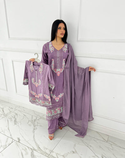 SHAZ9007 Chiffon Embroidered Mummy n Me Suits - Memsaab Online