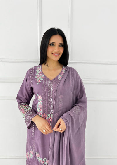 SHAZ9007 Chiffon Embroidered Mummy n Me Suits - Memsaab Online