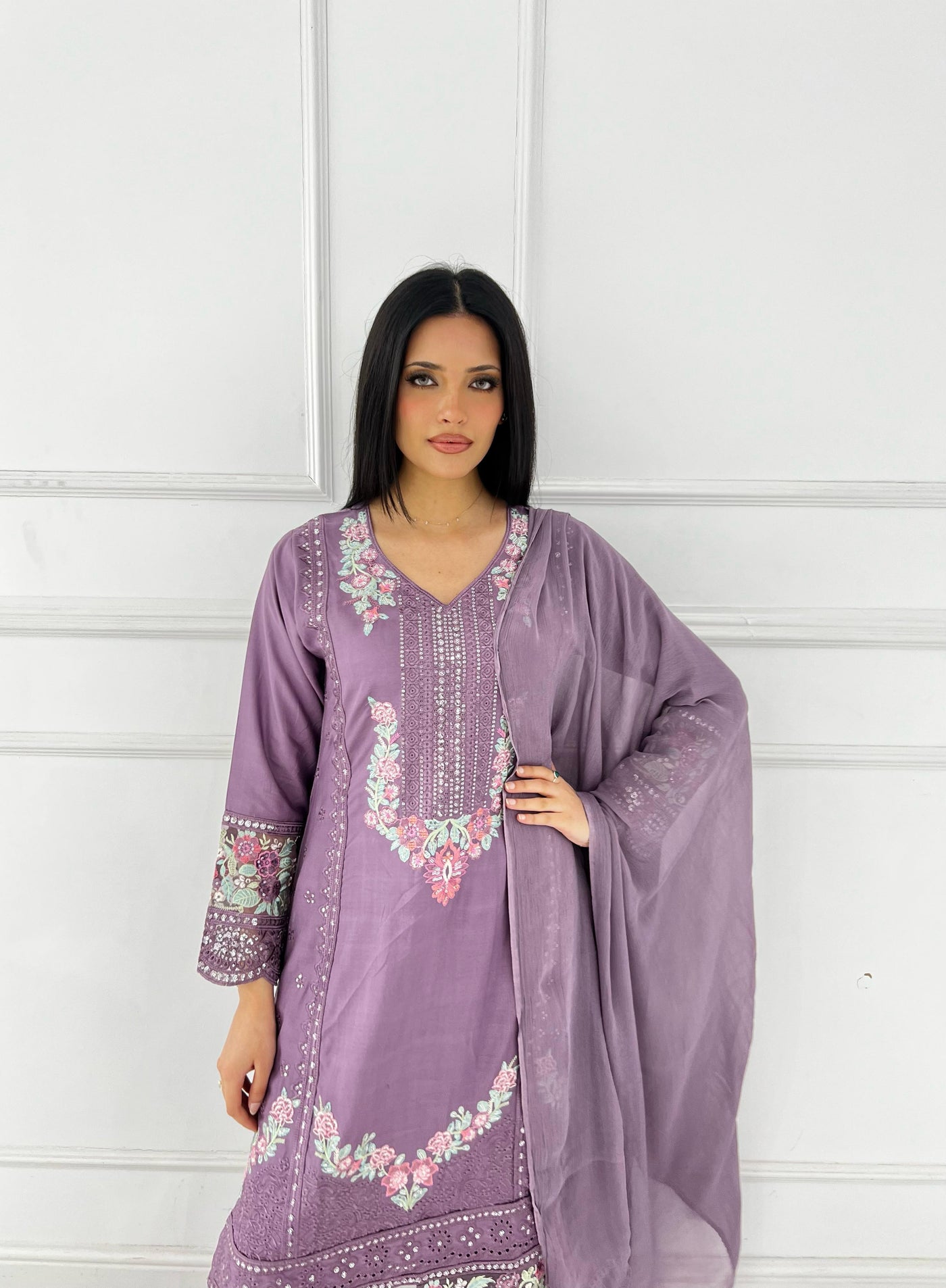 SHAZ9007 Chiffon Embroidered Mummy n Me Suits - Memsaab Online