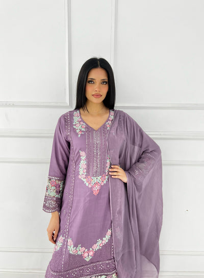 SHAZ9007 Chiffon Embroidered Mummy n Me Suits - Memsaab Online