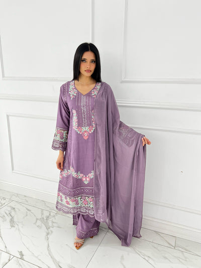 SHAZ9007 Chiffon Embroidered Mummy n Me Suits - Memsaab Online