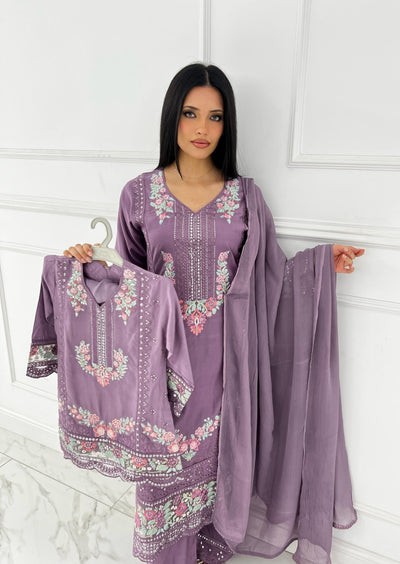 SHAZ9007 Chiffon Embroidered Mummy n Me Suits - Memsaab Online