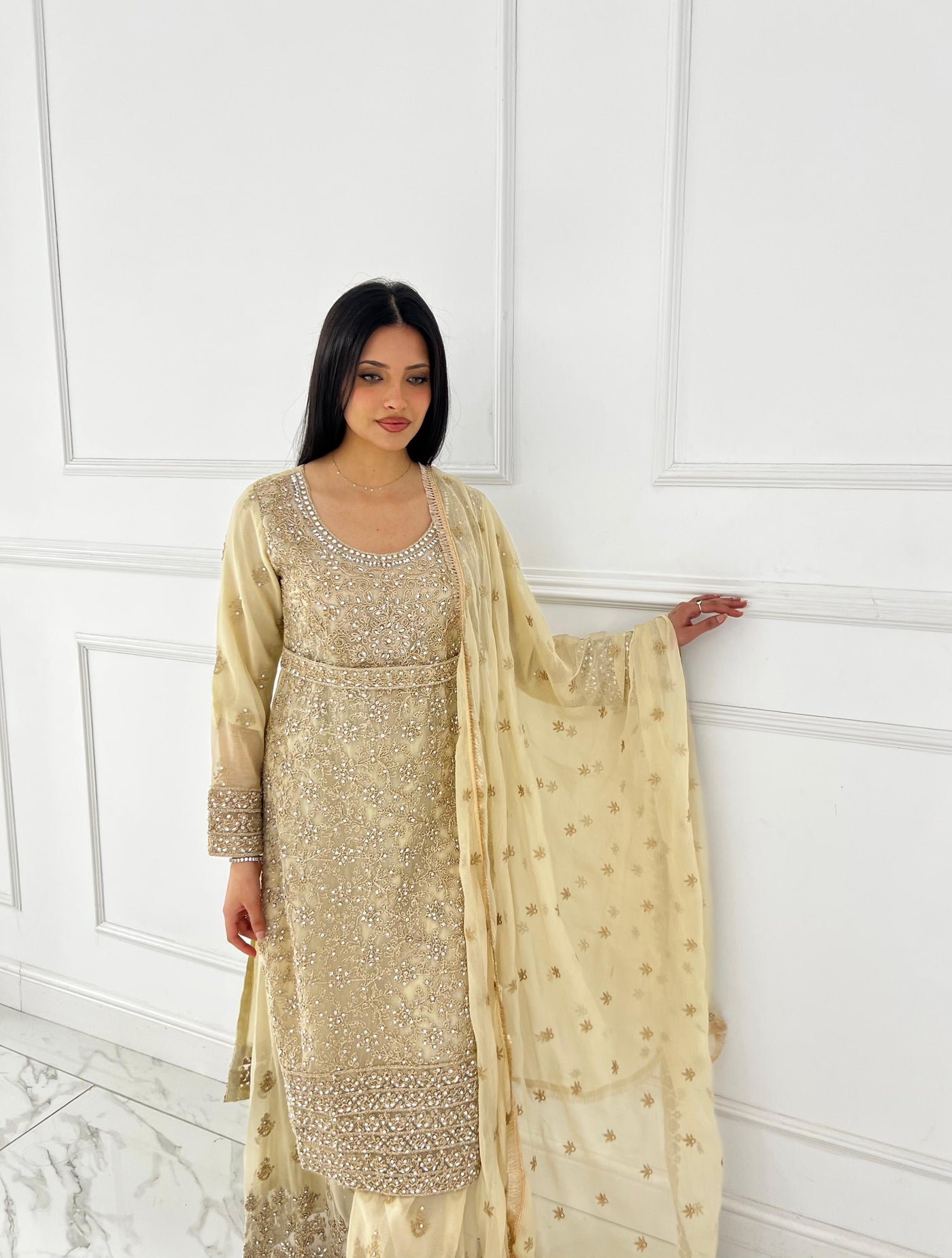 SHAZ9009 Chiffon Ghotta Work Suit - Memsaab Online
