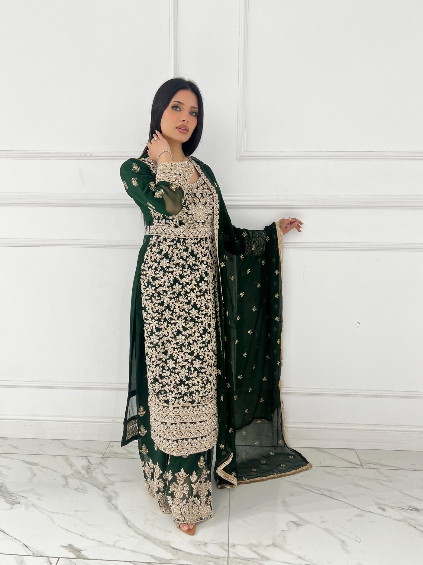 SHAZ9009 Chiffon Ghotta Work Suit - Memsaab Online