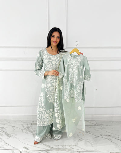 HK300 Readymade - Mother & Daughter Linen Outfit 2025 - Memsaab Online
