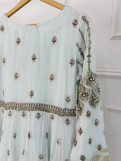 MARW-1601- Light Sky - Readymade Wedding Wear Outfit - Memsaab Online
