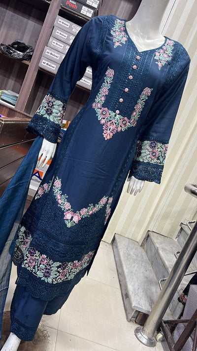 SHAZ9007 Chiffon Embroidered Mummy n Me Suits - Memsaab Online