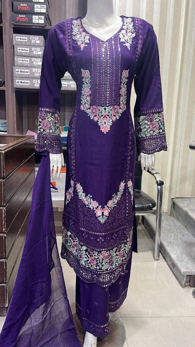 SHAZ9007 Chiffon Embroidered Mummy n Me Suits - Memsaab Online