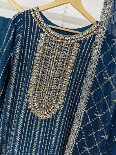 PS-1904 - Peach - Readymade Chiffon Suit 2025 - Memsaab Online
