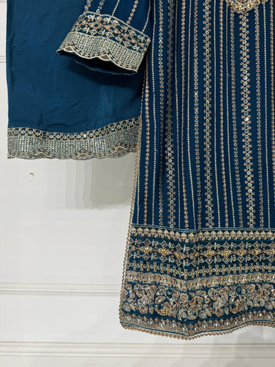 PS-1904 - Peach - Readymade Chiffon Suit 2025 - Memsaab Online