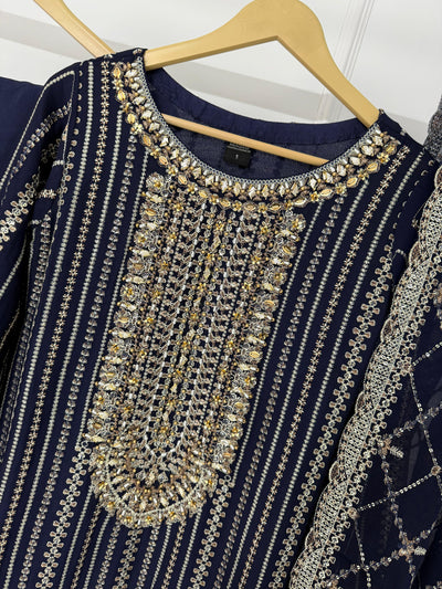 PS-1904 - Peach - Readymade Chiffon Suit 2025 - Memsaab Online