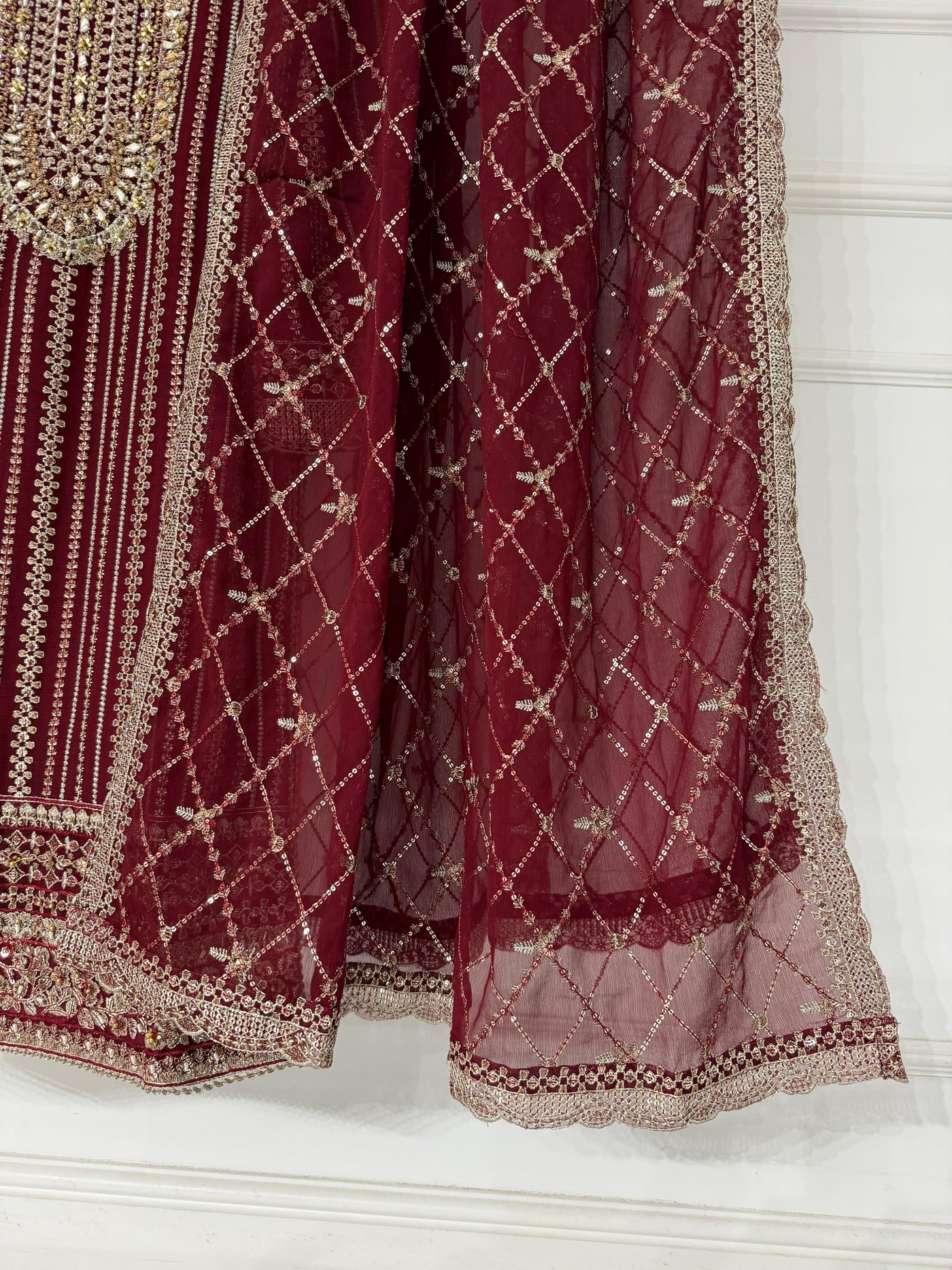 PS-1904 - Peach - Readymade Chiffon Suit 2025 - Memsaab Online
