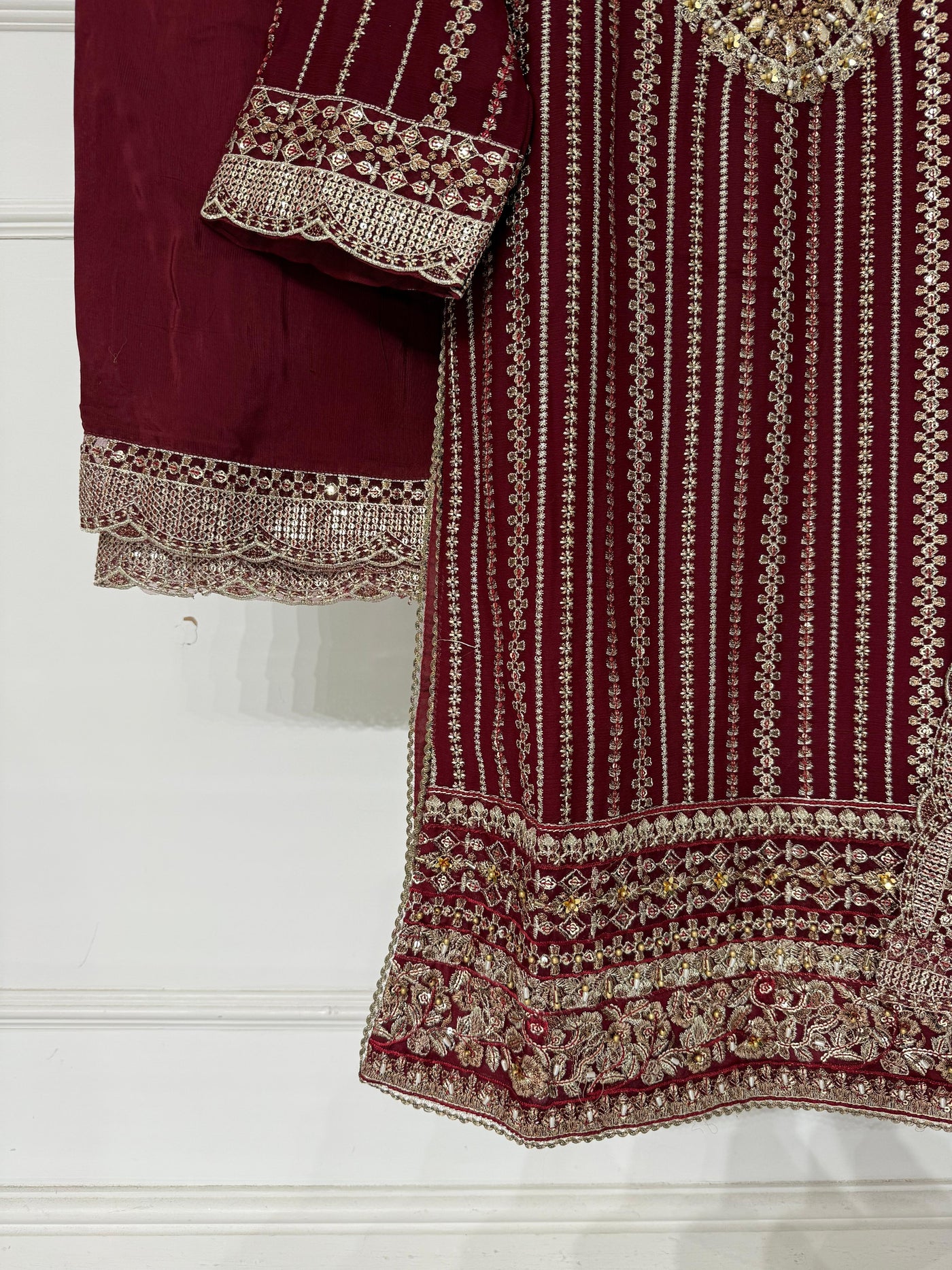 PS-1904 - Peach - Readymade Chiffon Suit 2025 - Memsaab Online