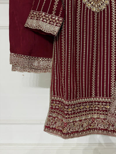 PS-1904 - Peach - Readymade Chiffon Suit 2025 - Memsaab Online