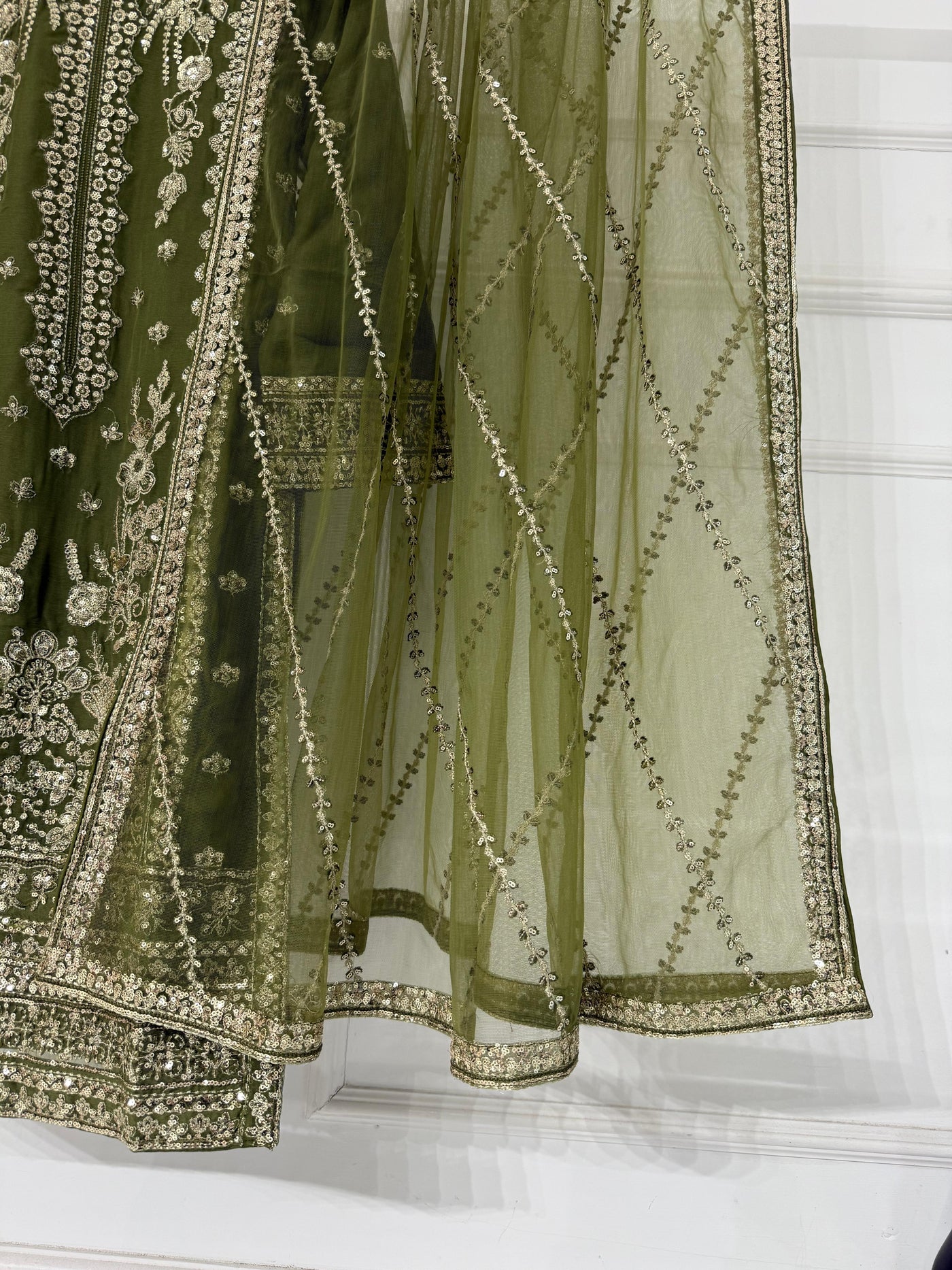 PS-1134 - Mehndi Green - Readymade Chiffon Suit 2025 - Memsaab Online