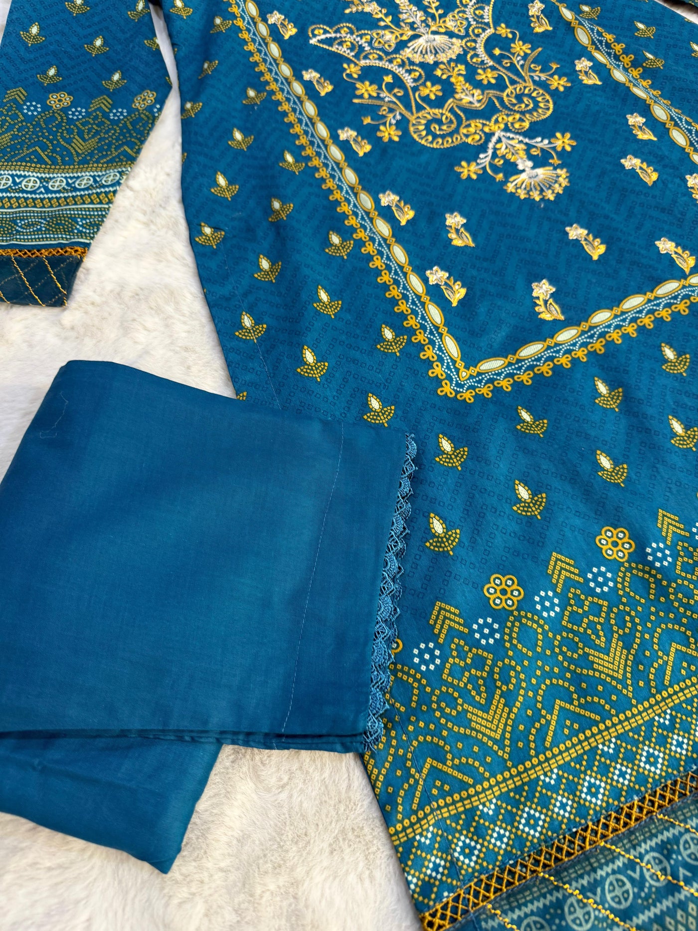 MDNA-04 - Teal Embroidered Lawn Outfit - Memsaab Online