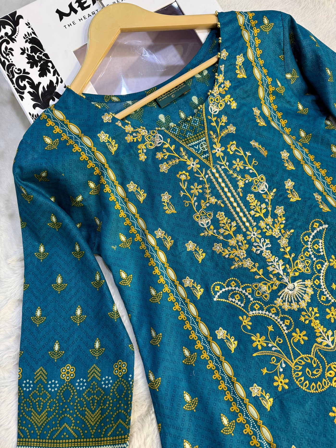 MDNA-04 - Teal Embroidered Lawn Outfit - Memsaab Online