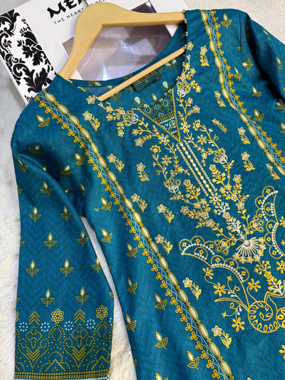 MDNA-04 - Teal Embroidered Lawn Outfit - Memsaab Online