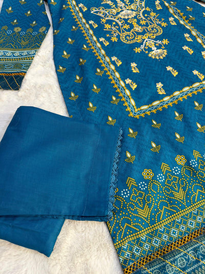 MDNA-04 - Teal Embroidered Lawn Outfit - Memsaab Online