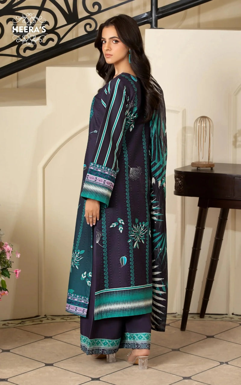 HSS-348- Readymade GREENISH LAVISTA PRINT Heeras Suit - Memsaab Online