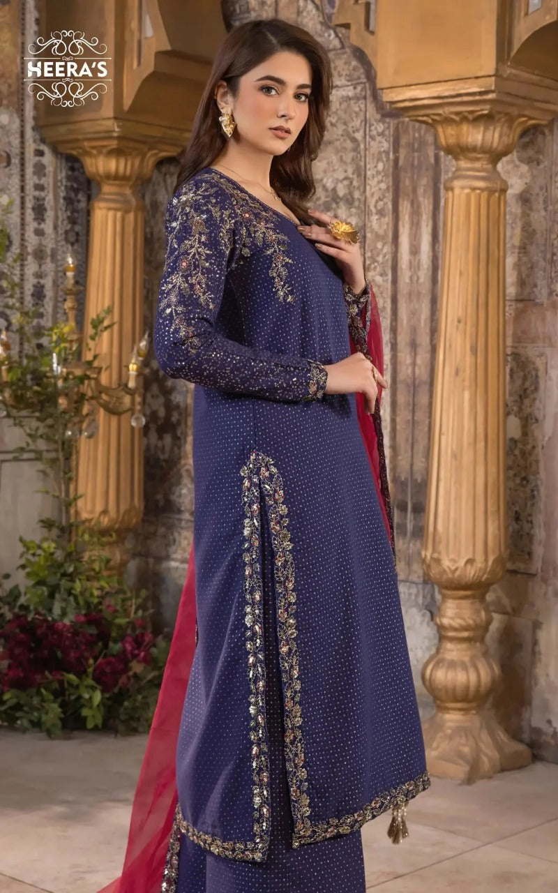 HSS-366- Readymade NYRA BLUE GOLD Heeras Suit - Memsaab Online