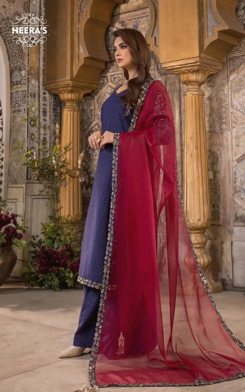 HSS-366- Readymade NYRA BLUE GOLD Heeras Suit - Memsaab Online