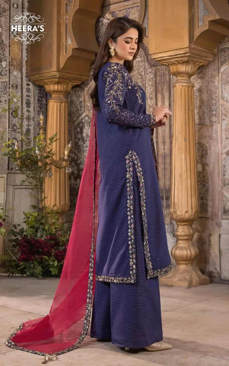 HSS-366- Readymade NYRA BLUE GOLD Heeras Suit - Memsaab Online