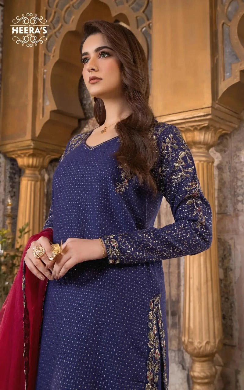HSS-366- Readymade NYRA BLUE GOLD Heeras Suit - Memsaab Online