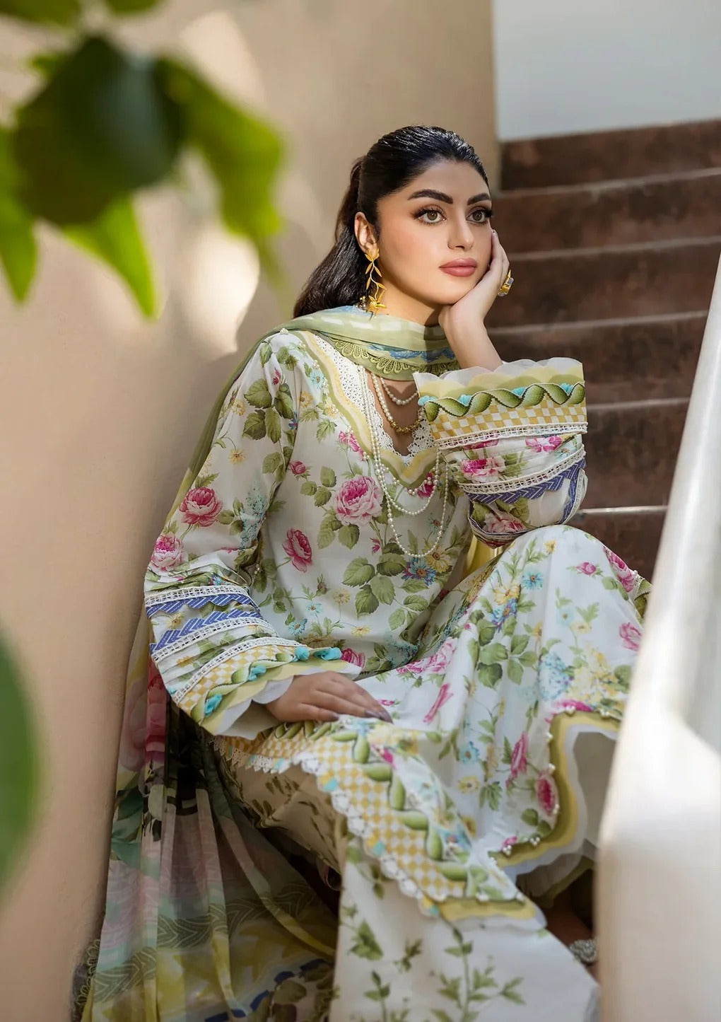 ELFECD-05-A-Gladiolus Grace-Readymade-Elaf Prints Collection 2025 - Memsaab Online