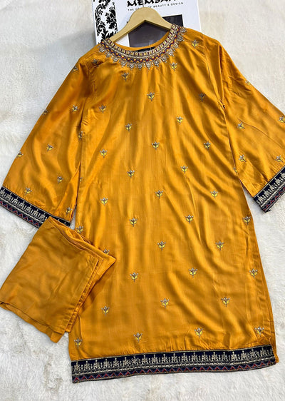 Mystery Suit Yellow Readymade 2 Piece Linen Co-ord - Memsaab Online