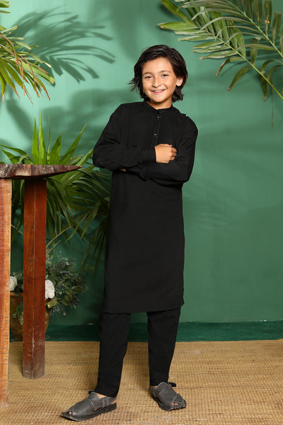 ZN2933 Black Readymade Father & Son Trouser Suit - Memsaab Online