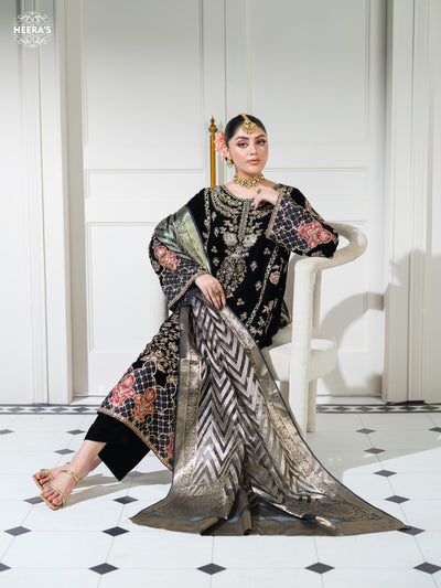 HSS-1153 - Readymade Luxury Velvet Heeras Suit - Memsaab Online