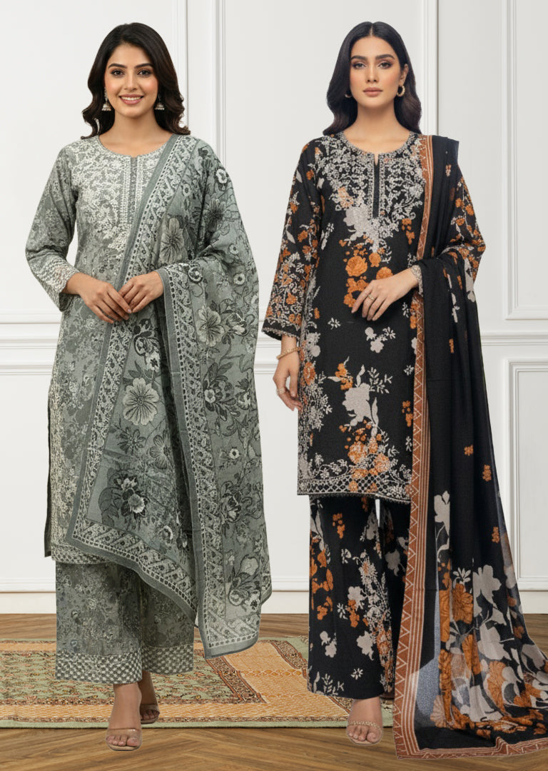 SMRF-22 -Readymade luxury Khaddar Suit 2025 - Memsaab Online