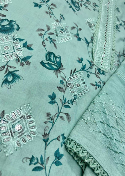 OP159207 Aqua Unstitched Garima Cotton Suit - Memsaab Online