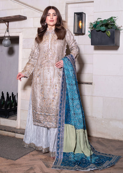 MARW-1608- Silver- Readymade Wedding Wear Outfit - Memsaab Online
