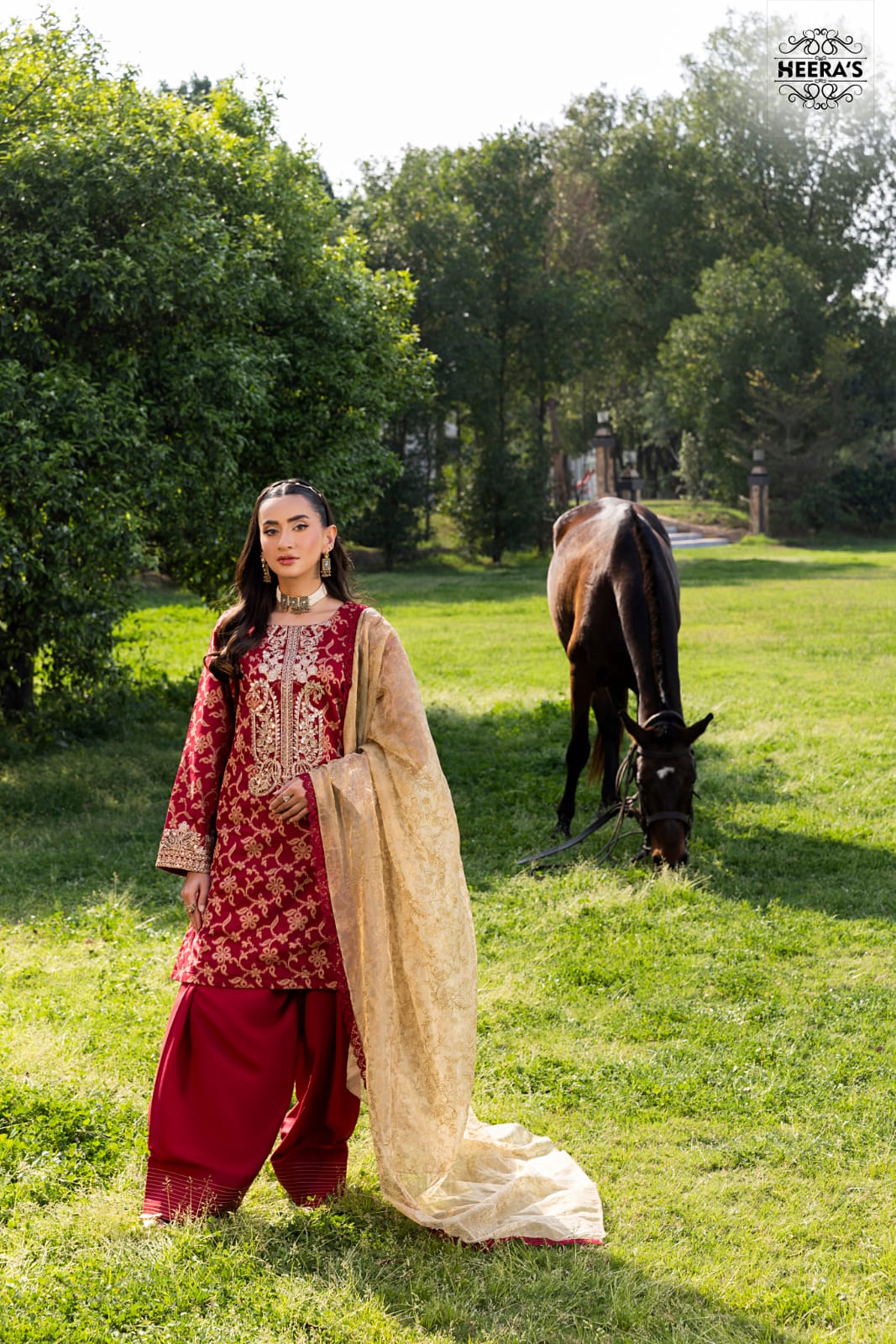 HSS-352- Readymade LUCERA MAROON FARSHI Heeras Suit - Memsaab Online