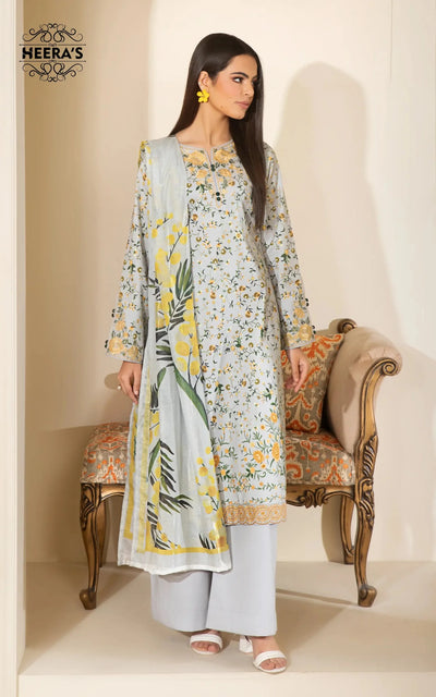 HSS-347- Readymade BEIGE CELESTIAL PRINT Heeras Suit - Memsaab Online