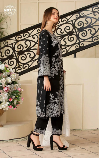 HSS-350- Readymade BLACK REGAL MOTIFS Heeras Suit - Memsaab Online