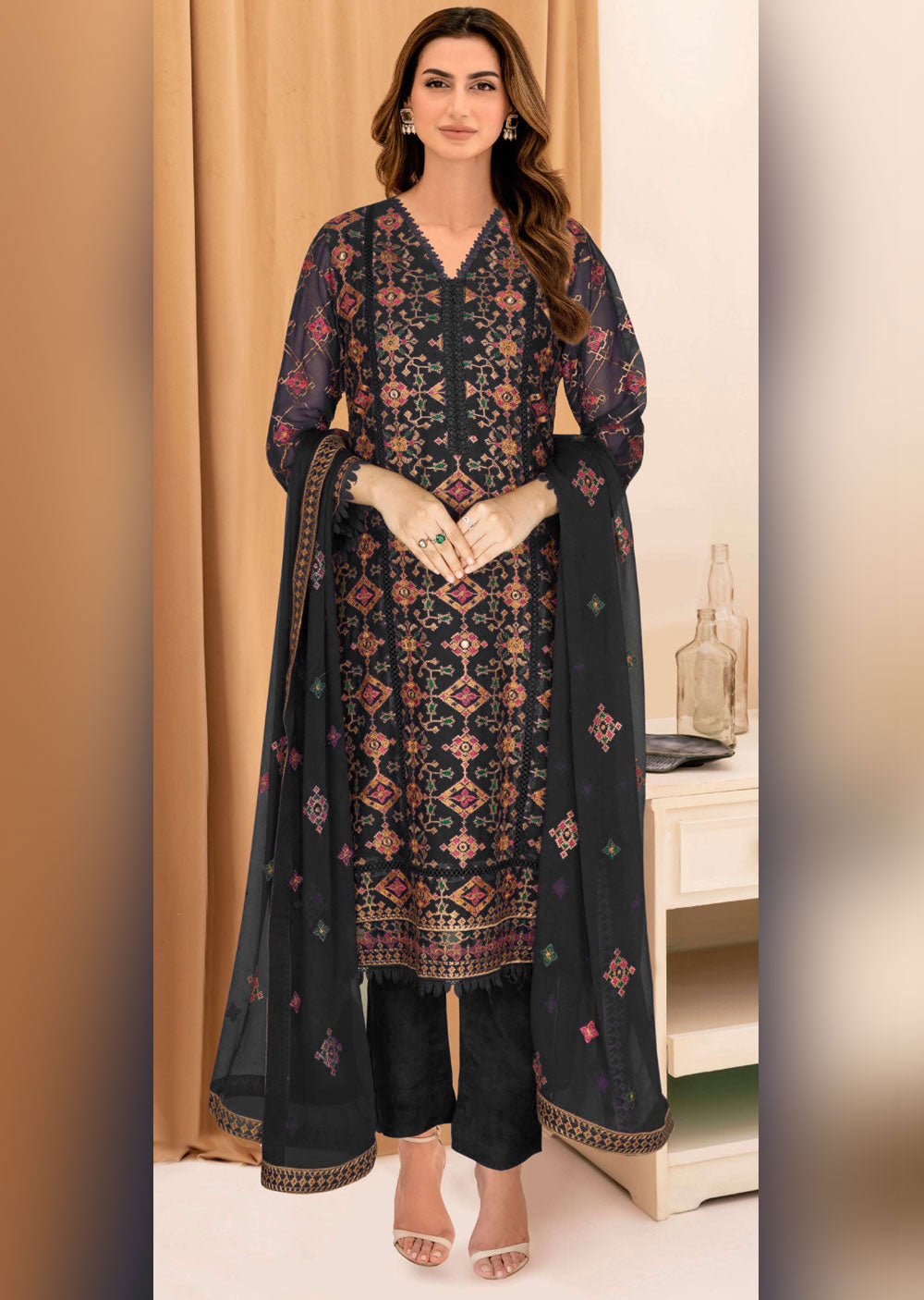 WA-360-K - Black Readymade - Ramsha Suit 2024 - Memsaab Online