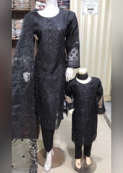SHAZ6574 Black Readymade Mother & Daughter Dress - Memsaab Online