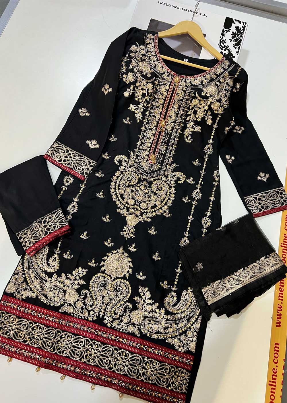 HK259 Seera - Black Readymade Linen Dress - Memsaab Online