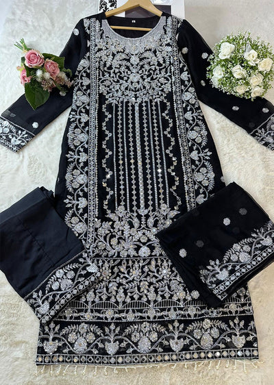 SLM606 Raina - Readymade Black Chiffon Outfit - Memsaab Online